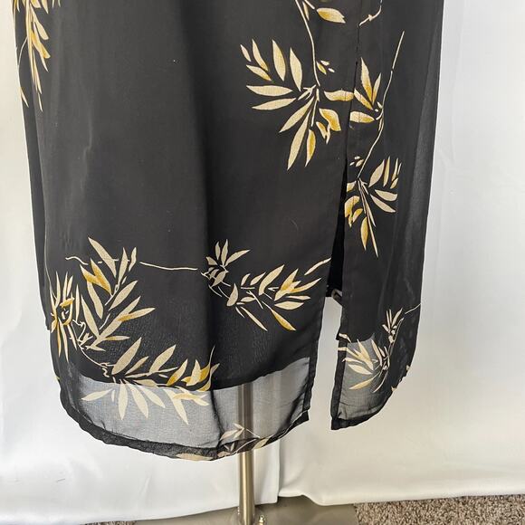 Sleeveless Midi Dress Plus Size 14 16 Black Tan Tropical Palm Sleevless Casual - Picture 6 of 16